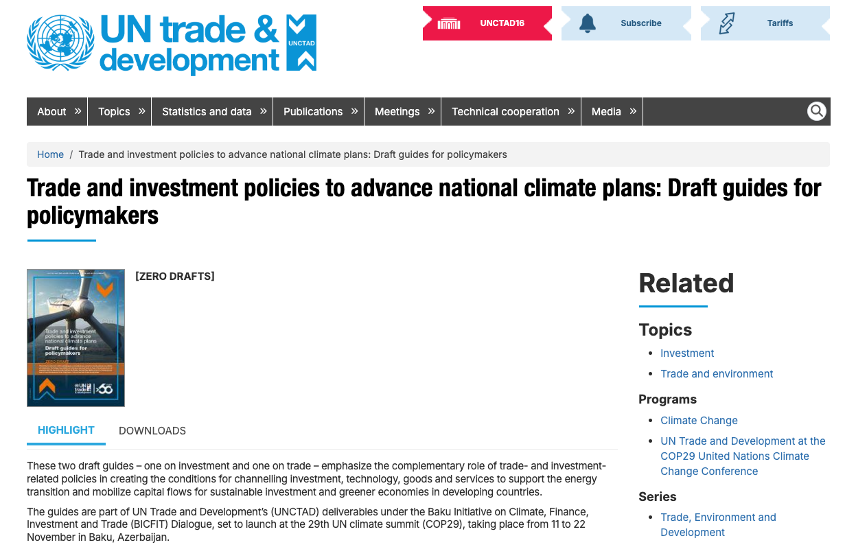 Trade and investment policies to advance national climate plans