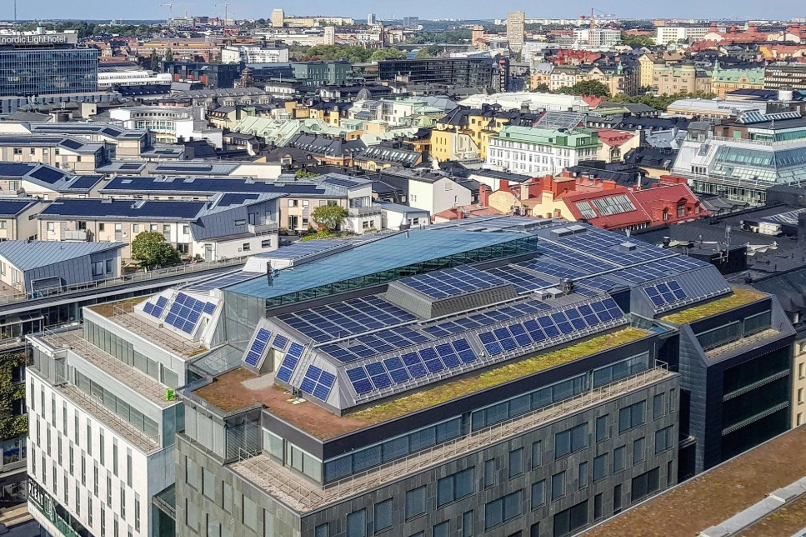Solar panels at H&M&#8217;s Head Office, Stockholm. Image: H&M.