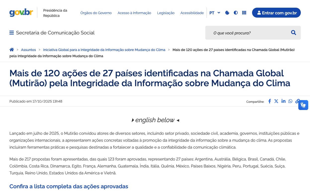 Global Call to Action for Climate Information Integrity