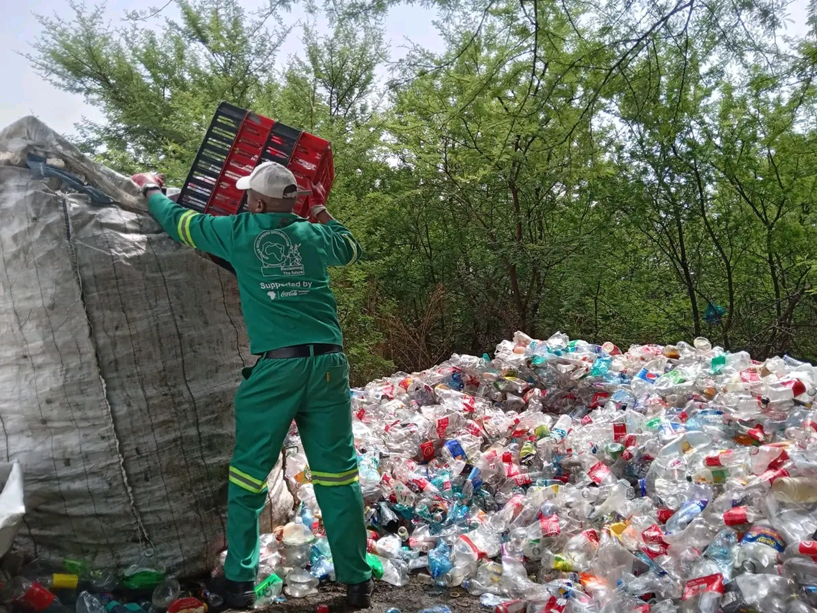 | Image: Reclaimer organizes plastic recycling in Johannesburg.