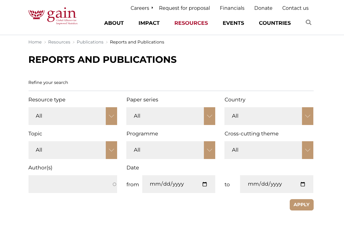 GAIN Reports and Publications