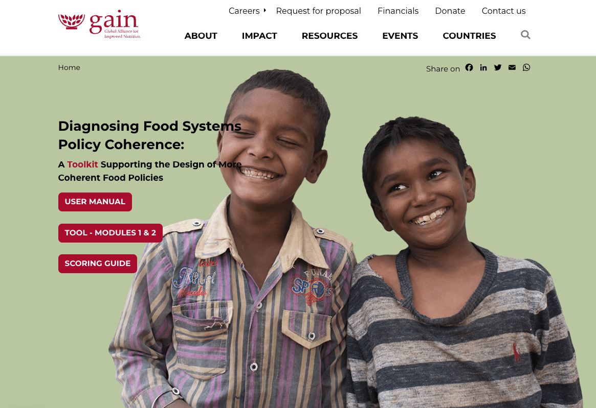 Food Systems Policy Coherence Diagnostic toolkit