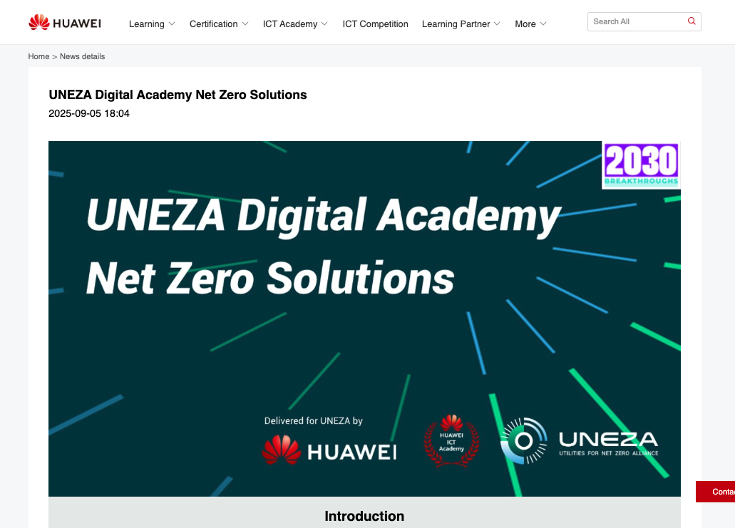 UNEZA Digital Academy Net Zero Solutions