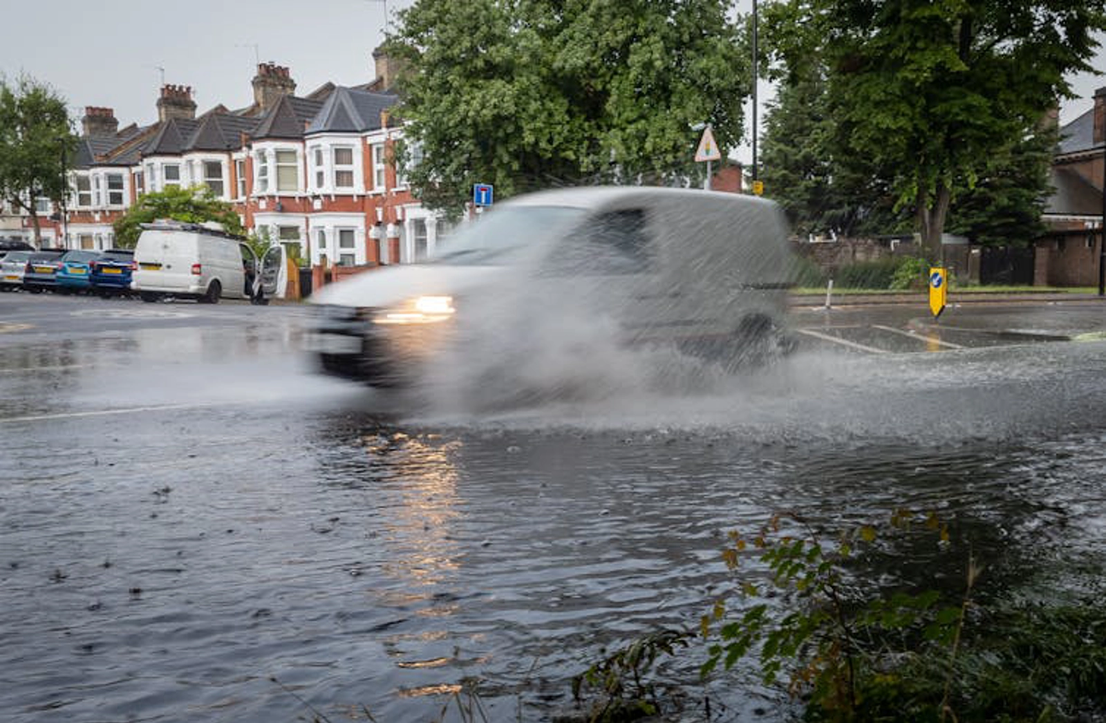 (Left) Recent flash floods in London were triggered by the sudden end of a heatwave.