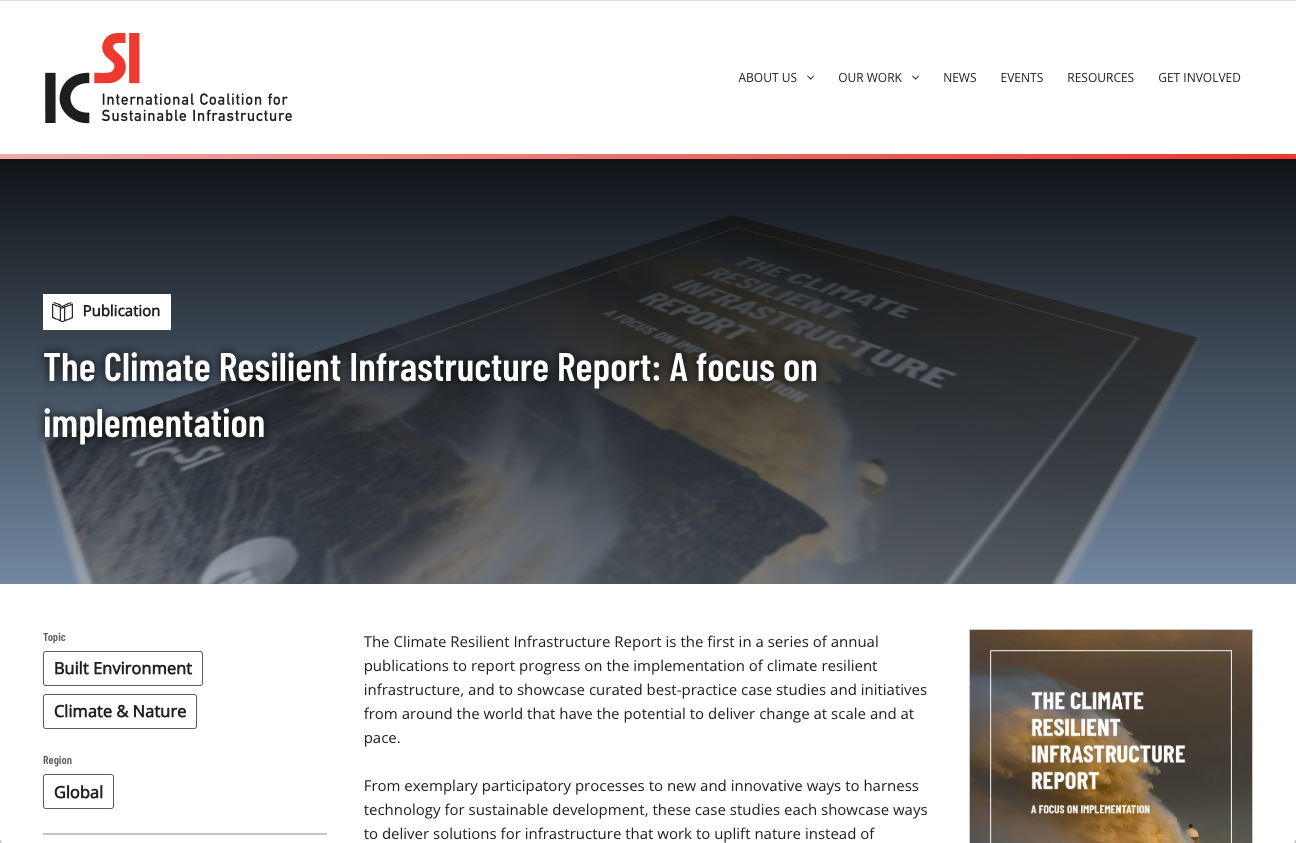 The Climate Resilient Infrastructure Report: A focus on implementation