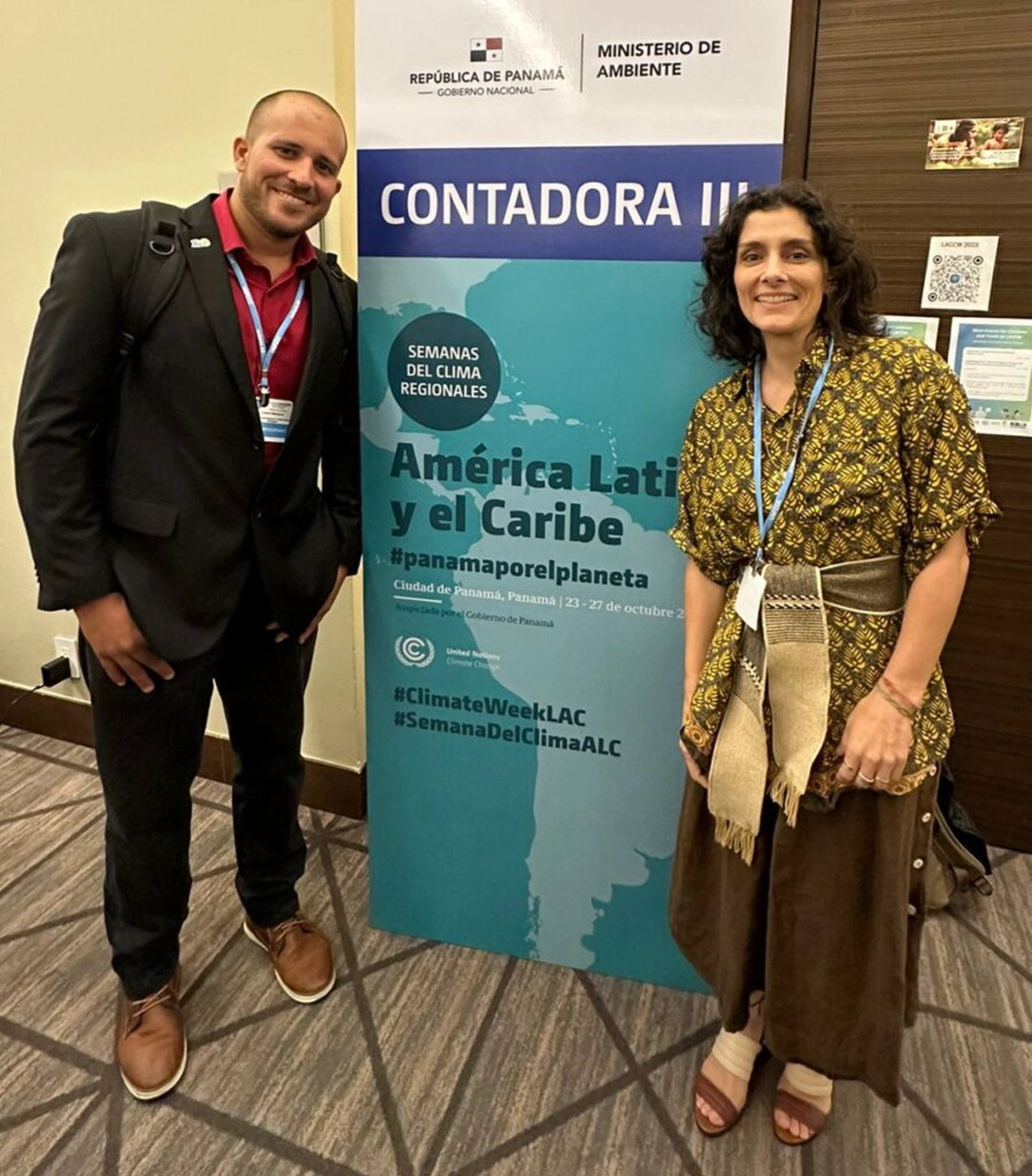 Youth delegate Lázaro Márquez with Climate Champions&#8217;s LAC Director, Daniela Lerario.
