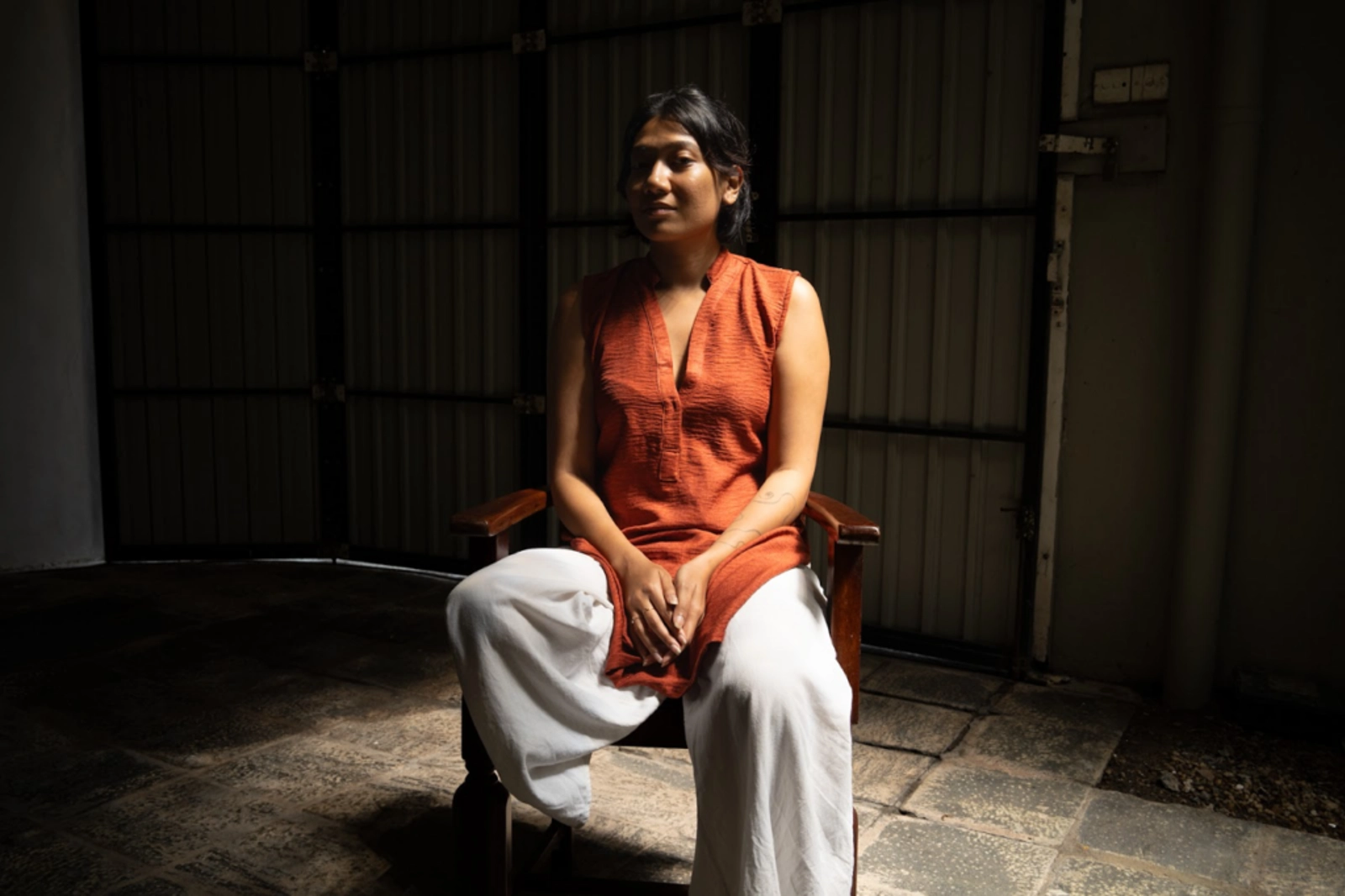 Caption: Hafsa Jamel in her home in Columbo, Sri Lanka. Photo Credit: Marla Tomorug