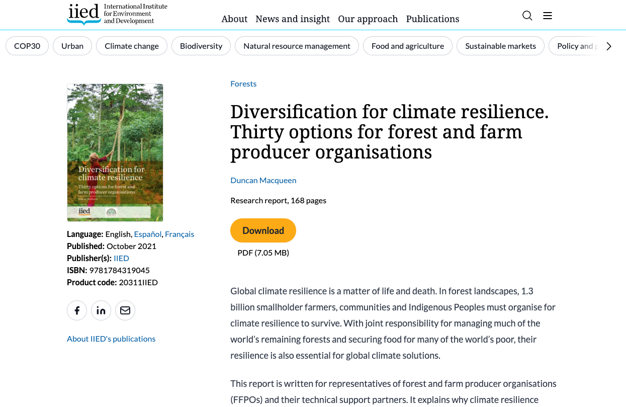 Diversification for climate resilience