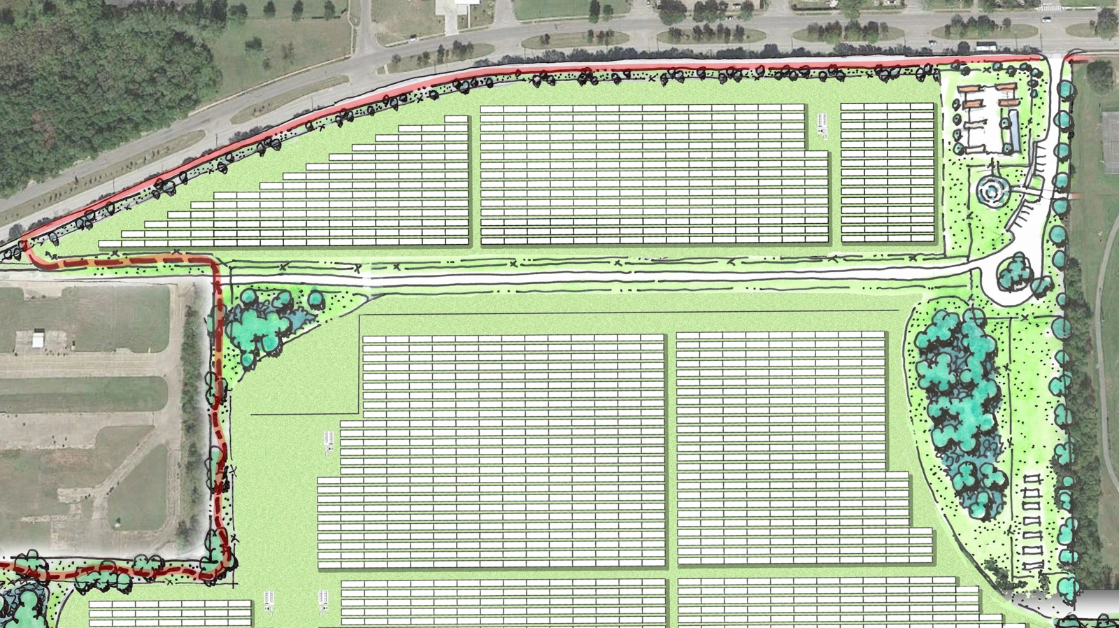 Plans for the 224-acre solar farm of 70 megawatt solar panels.