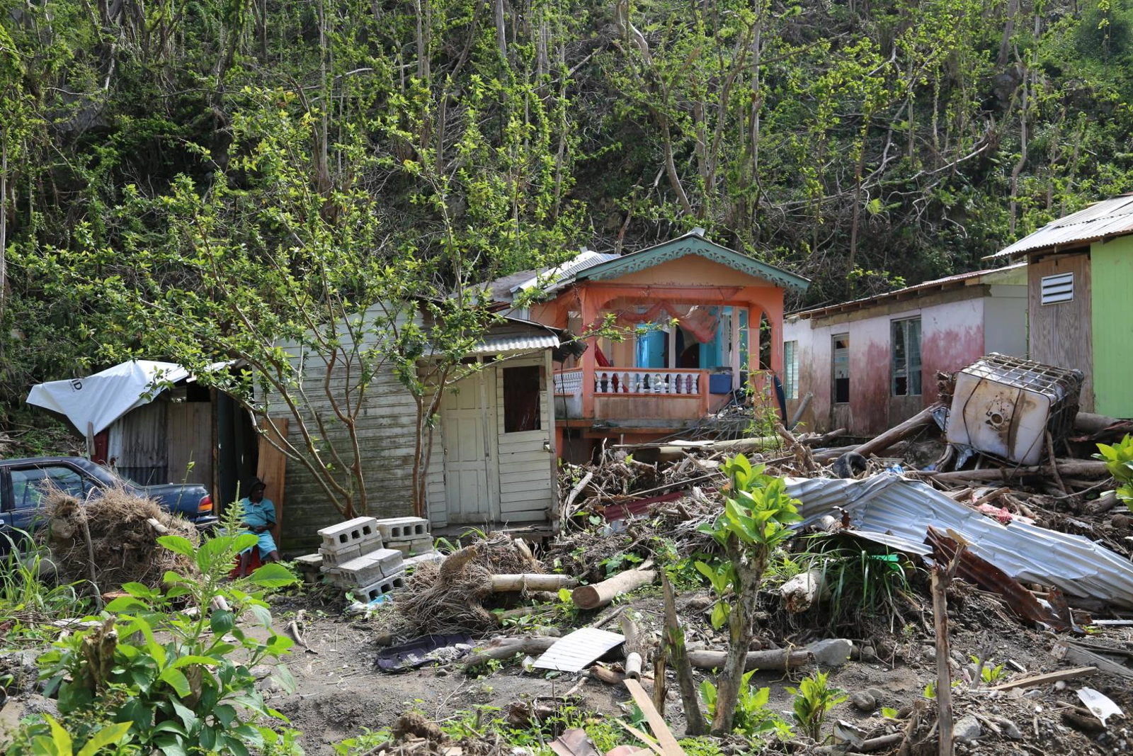 A Dominican home torn apart by Hurricane Maria in 2017. The devastating hurricane destroyed housing stock across Dominica and Barbuda. Photo by Tanya Holden/DFID